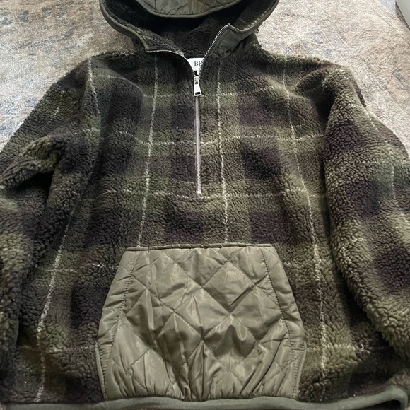 NWOT Oversized BKE Sherpa Hooded Half Zip Pullover - Picture 6 of 7